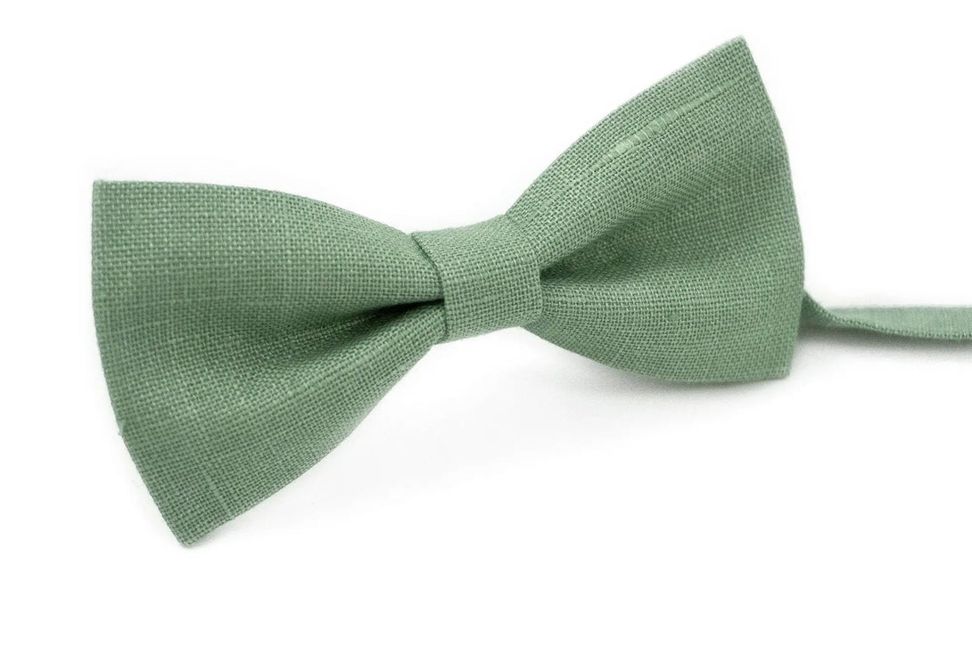 Sage green linen wedding bow ties for men / Unique anniversary gift for men or husband