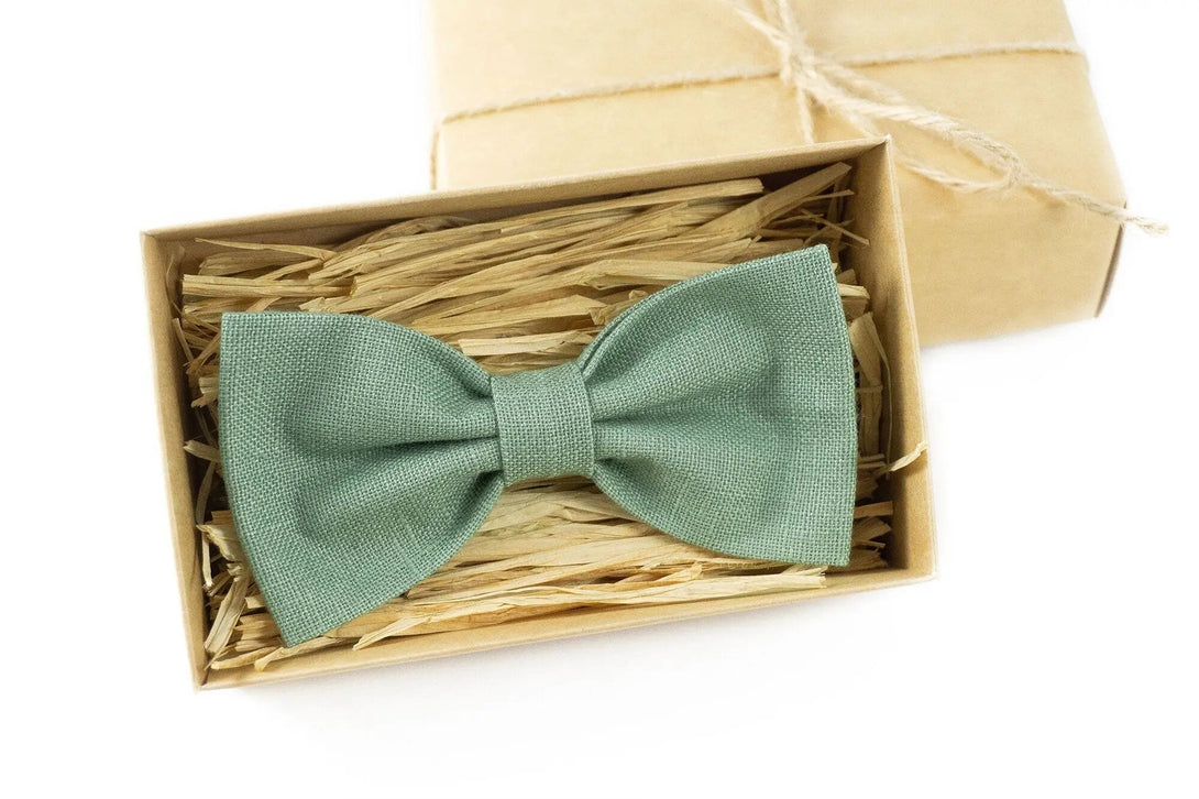 Sage green pre-tied bow ties for men / Wedding bow ties and neckties for groomsmen and groom