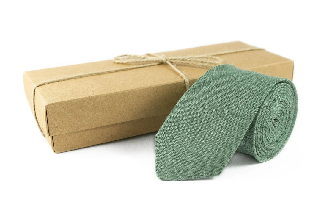 Sage green color linen pocket square / handkerchief available with matching wedding necktie for groomsmen / Unique anniversary gift for men