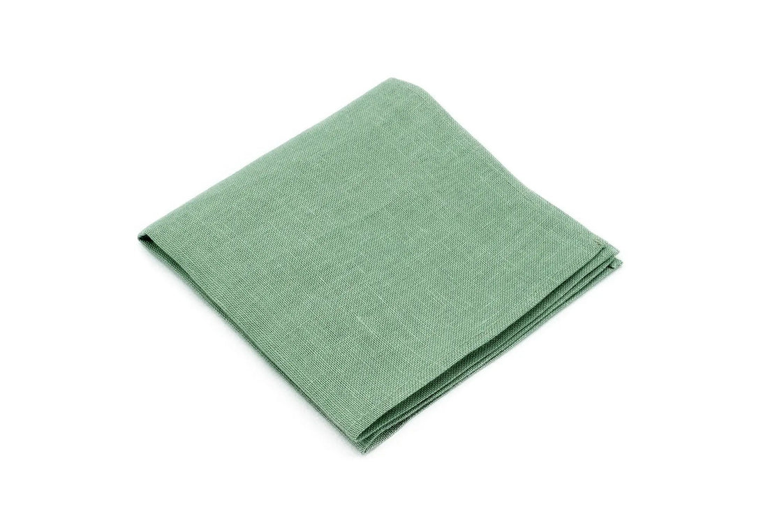 Sage green color linen pocket square / handkerchief available with matching wedding necktie for groomsmen / Unique anniversary gift for men