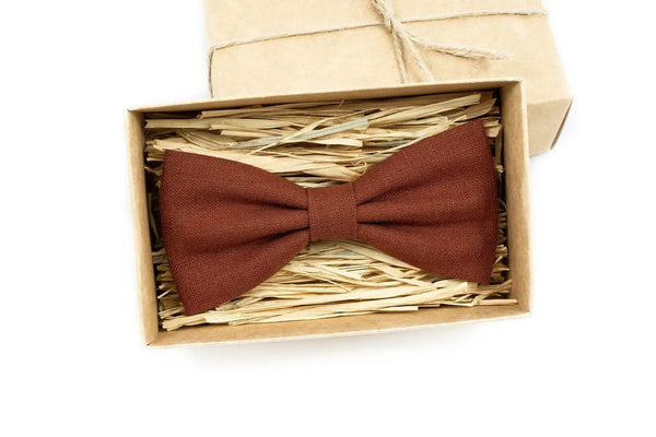 Rust color bow tie for rustic wedding / Wedding bow tie for groomsmen proposal gift and groom gift from bride