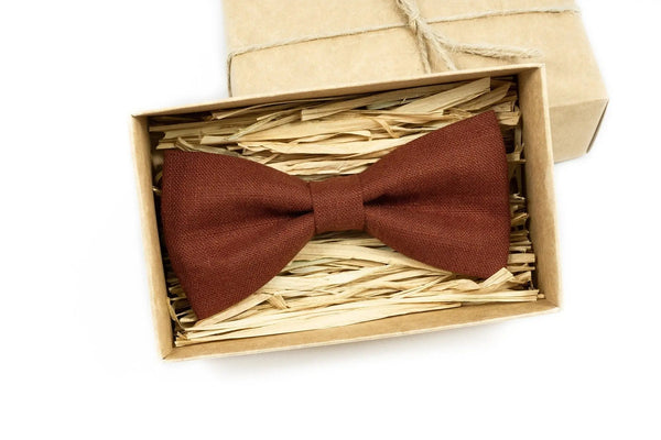 Rust color groomsmen bow tie for fall weddings / Fathers day gift or anniversary gift for men / Groomsmen proposal gift