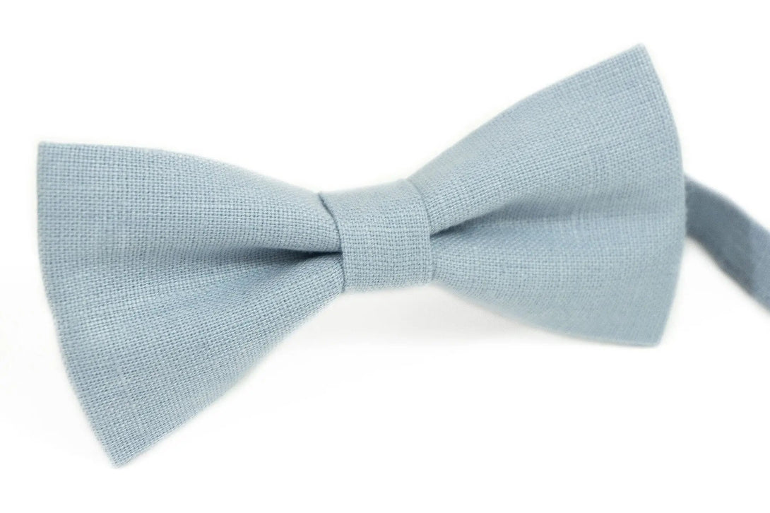 Dusty blue pre-tied classic bow ties for men as unique anniversary gift for husband / Baptism bow ties for boys