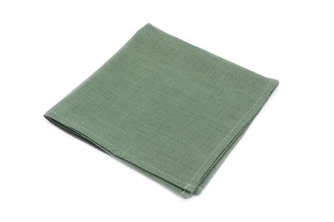 Pine green color linen pocket square / handkerchief available with matching wedding necktie for groomsmen / Unique anniversary gift for men