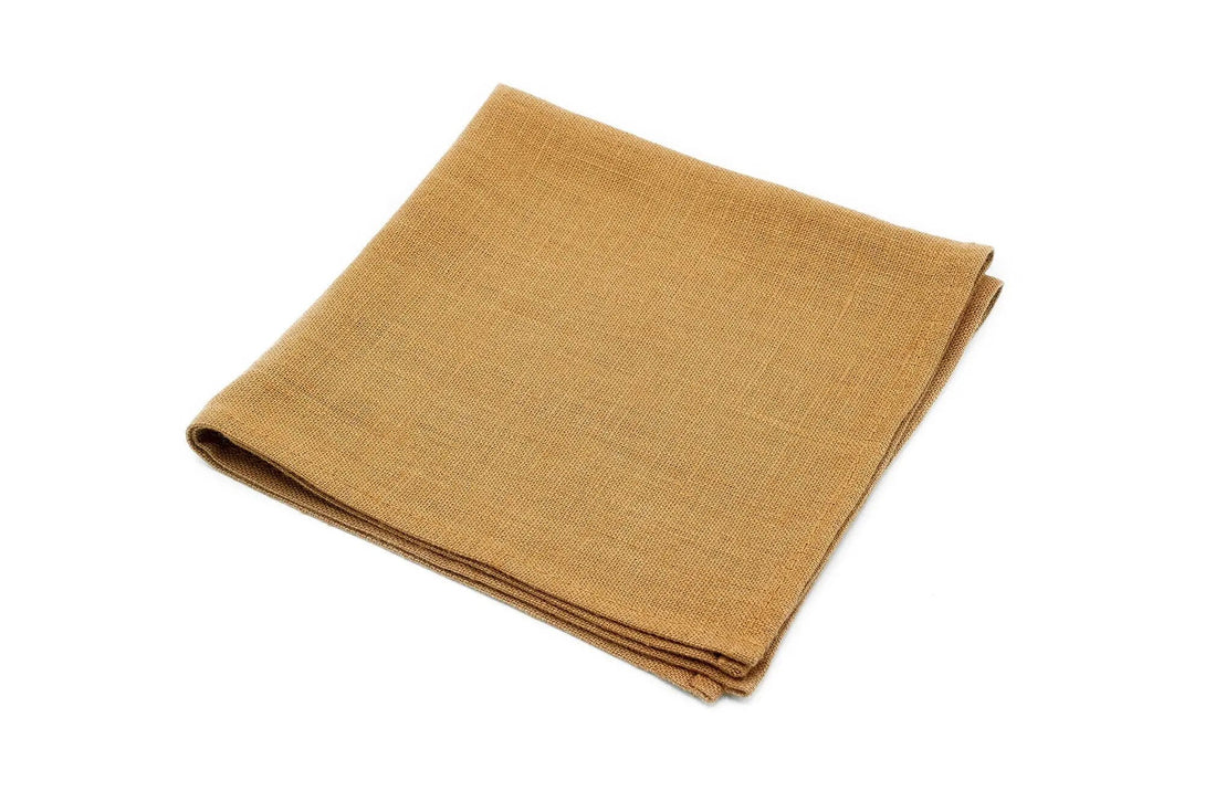 Camel color linen pocket square / handkerchief available with wedding necktie for groomsmen / Handmade camel neckties for man