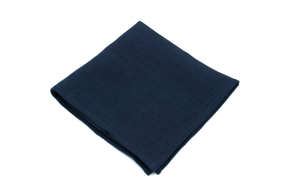 Midnight Blue color linen pocket square / handkerchief available with matching groomsmen necktie for wedding