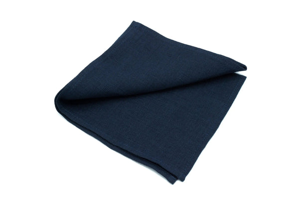 Midnight Blue color linen pocket square / handkerchief available with matching groomsmen necktie for wedding