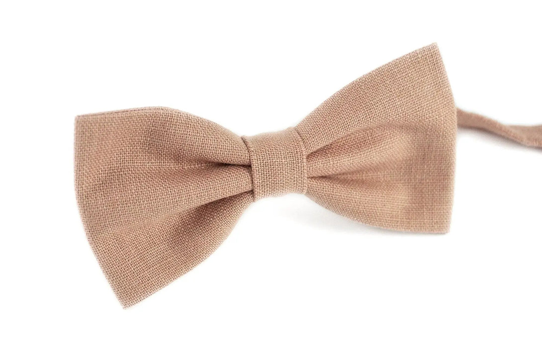 Taupe color linen butterfly bow ties for men and boys available with matching handkerchief / Gift for men