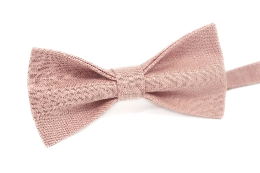 Dusty pink handmade linen mens bow ties / Classic wedding bow ties for groomsmen proposal gift