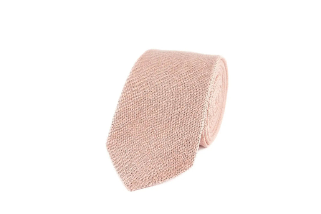 Dusty pink color linen pocket square / handkerchief available with skinny slim or standard groomsmen neckties for weddings