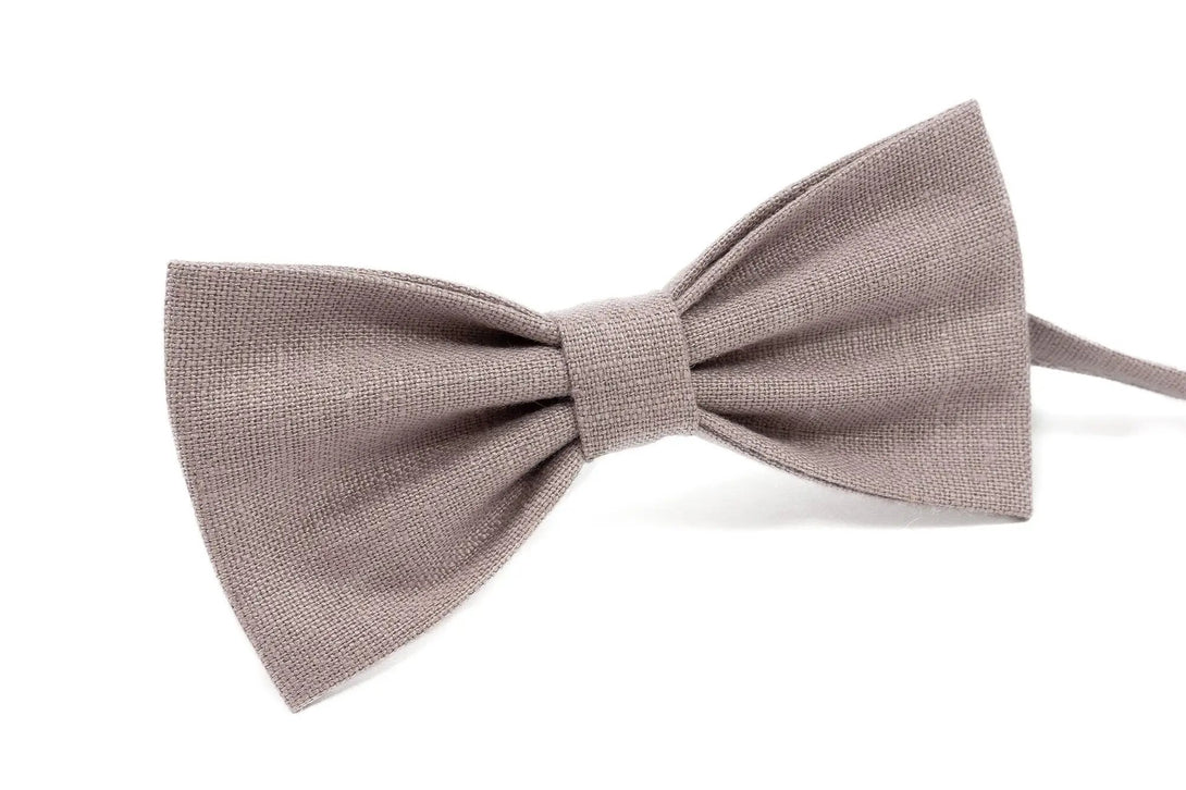 Dark Mauve linen bow ties for men and baby boys / Pre-tied Mauve bow ties available with matching pocket square