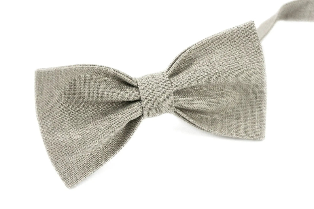 Natural linen color wedding bow tie for groomsman proposal gift / Unique anniversary gift for husband or boyfriend