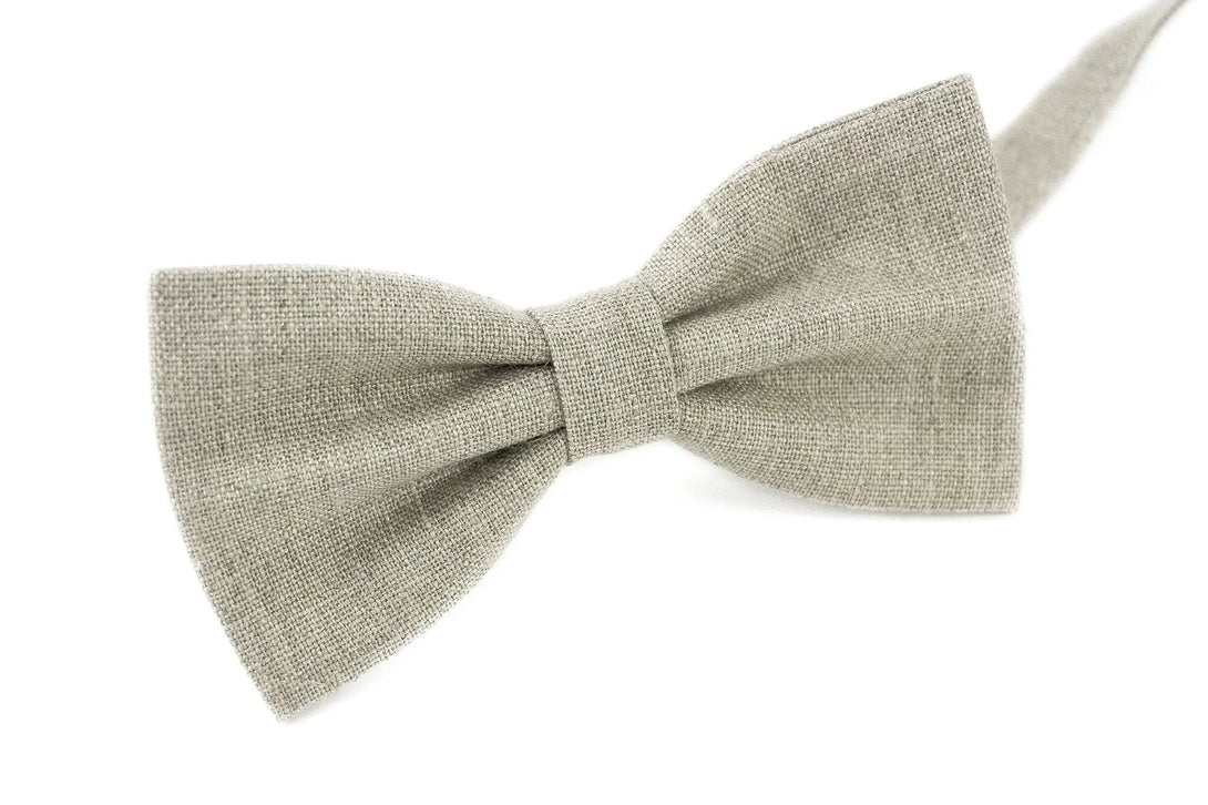 Natural linen color butterfly bow ties for man and kids / Natural linen color wedding skinny necktie for groomsman