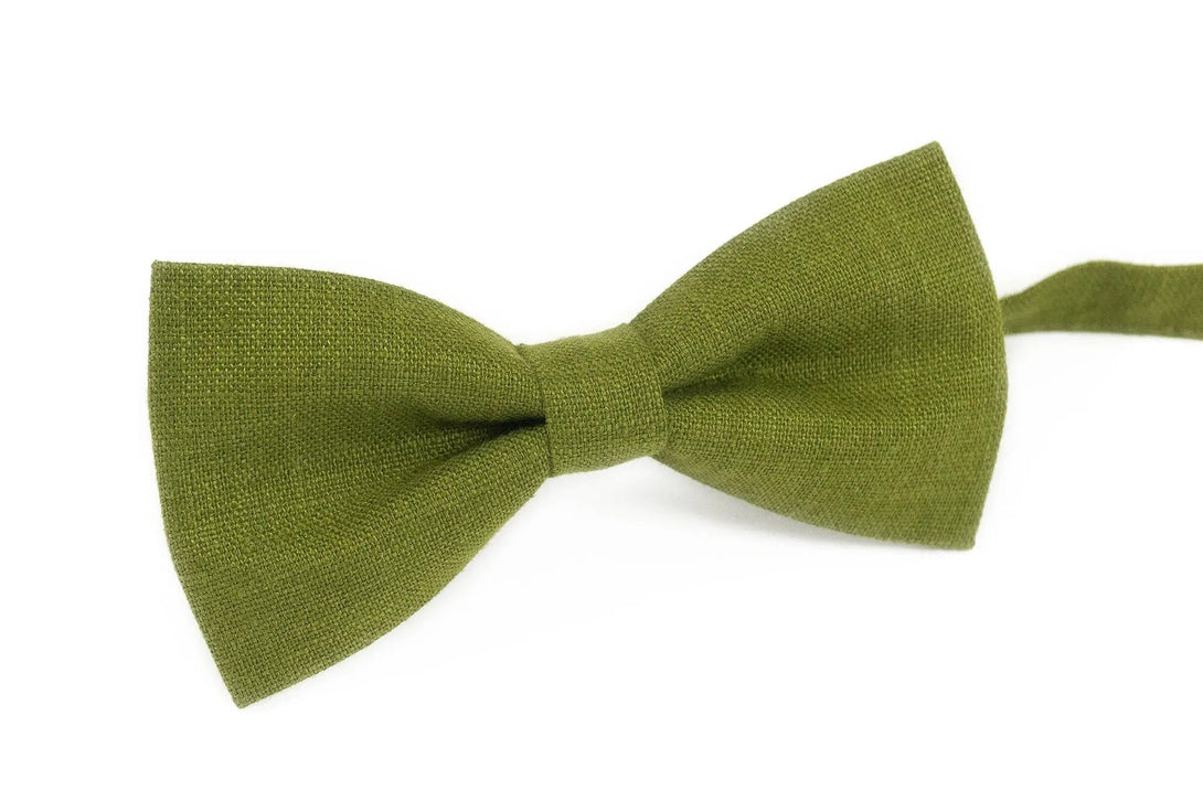 Moss green linen best men ties for wedding / Anniversary gift for men or birthday gift for husband