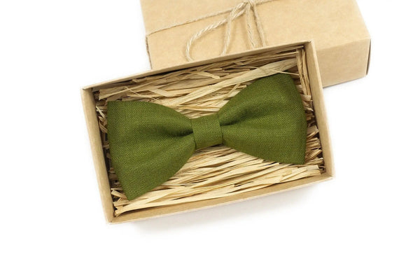 Moss green linen best men ties for wedding / Anniversary gift for men or birthday gift for husband