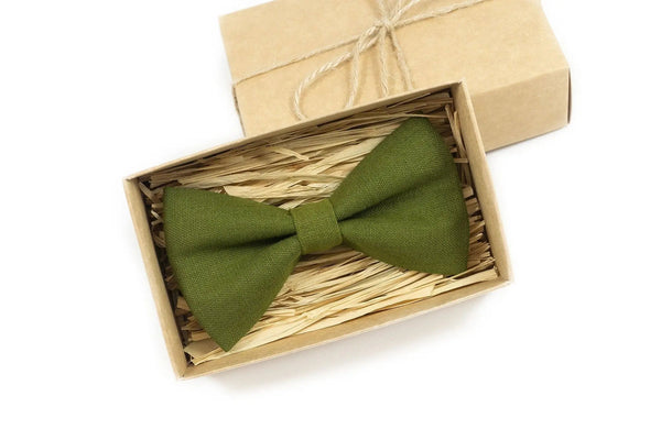 Moss green bow ties for men and baby boys / Wedding necktie for groomsmen gift