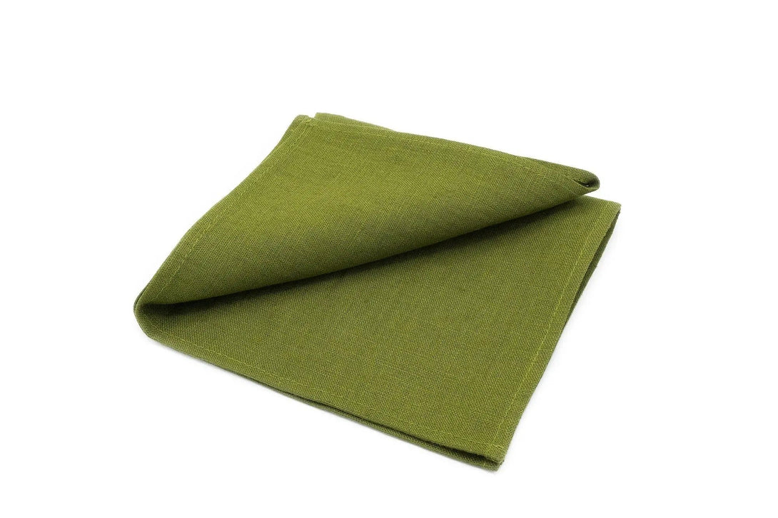 Moss green linen pocket square / handkerchief available with matching wedding necktie / Groomsmen necktie for wedding