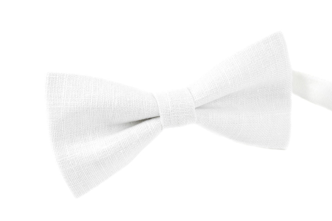 White wedding bow tie made from eco-friendly linen / Skinny standard or slim necktie for man