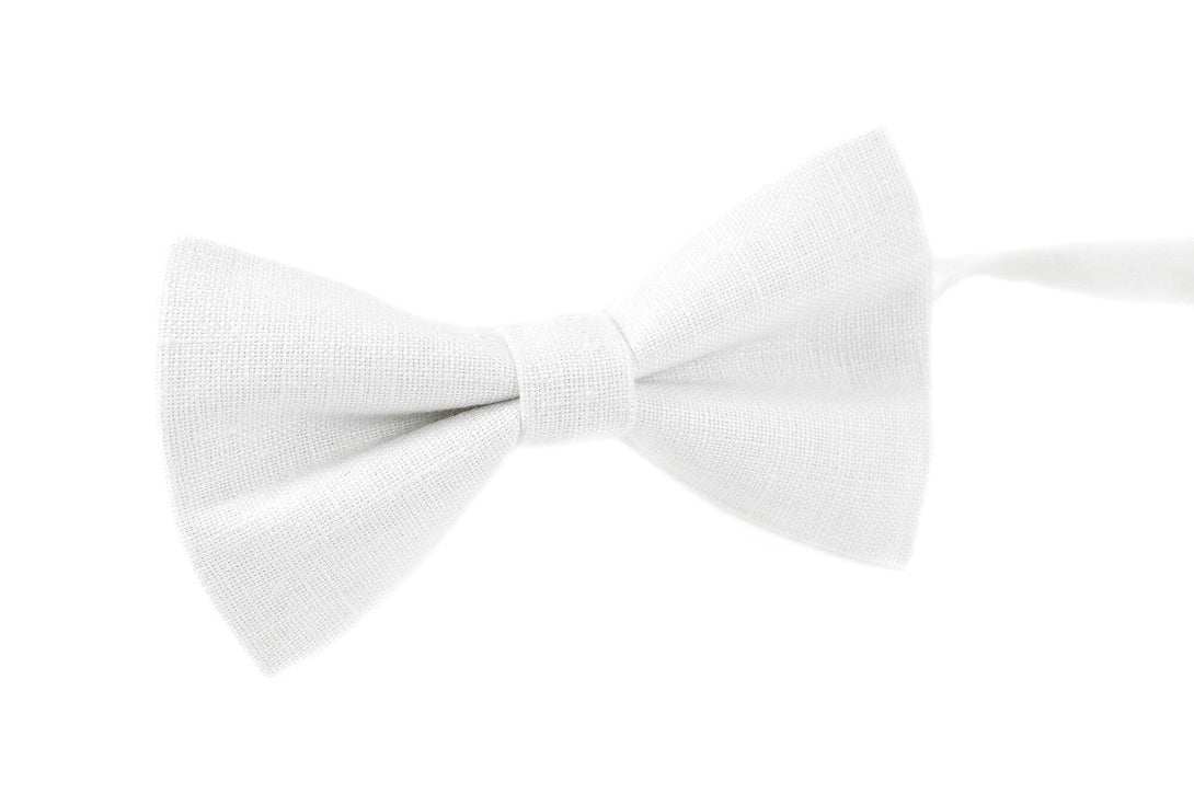 White linen groomsmen bow ties for weddings / Unique gift for men husband or boyfriend