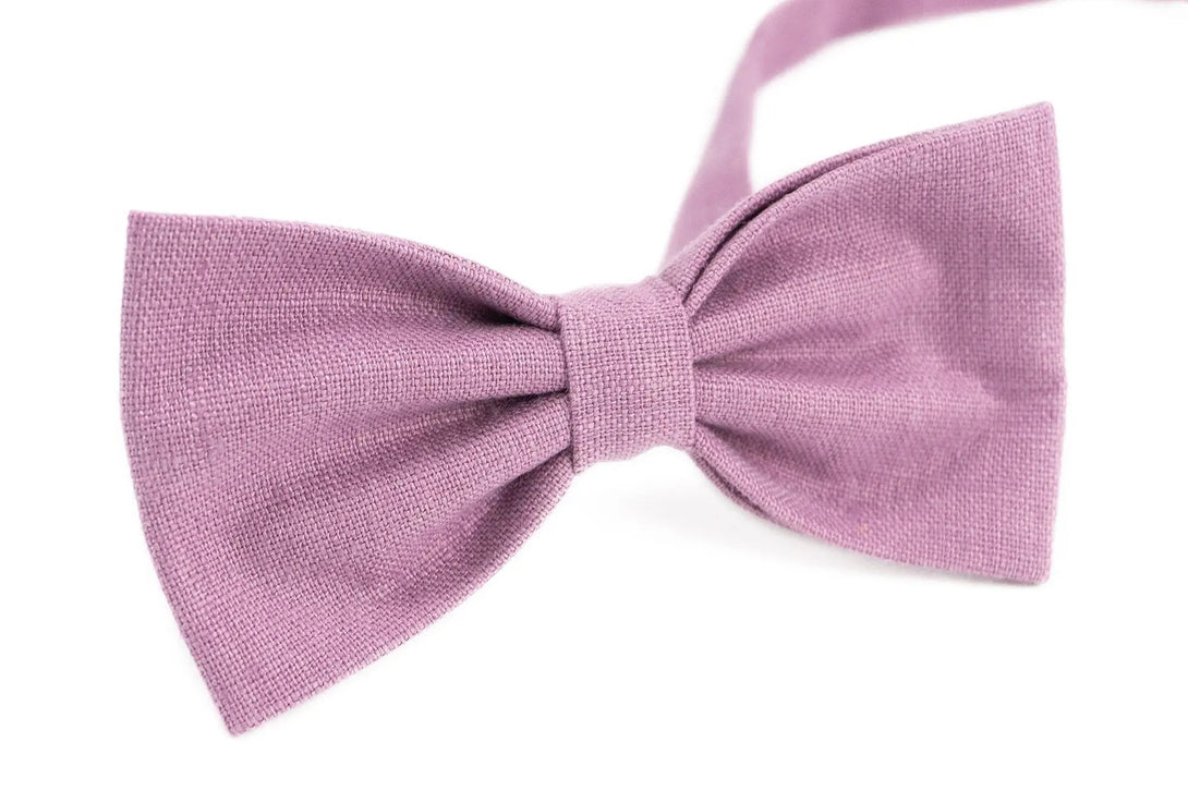 Purple color linen wedding bow ties for groomsmen and groom / Handmade necktie for man