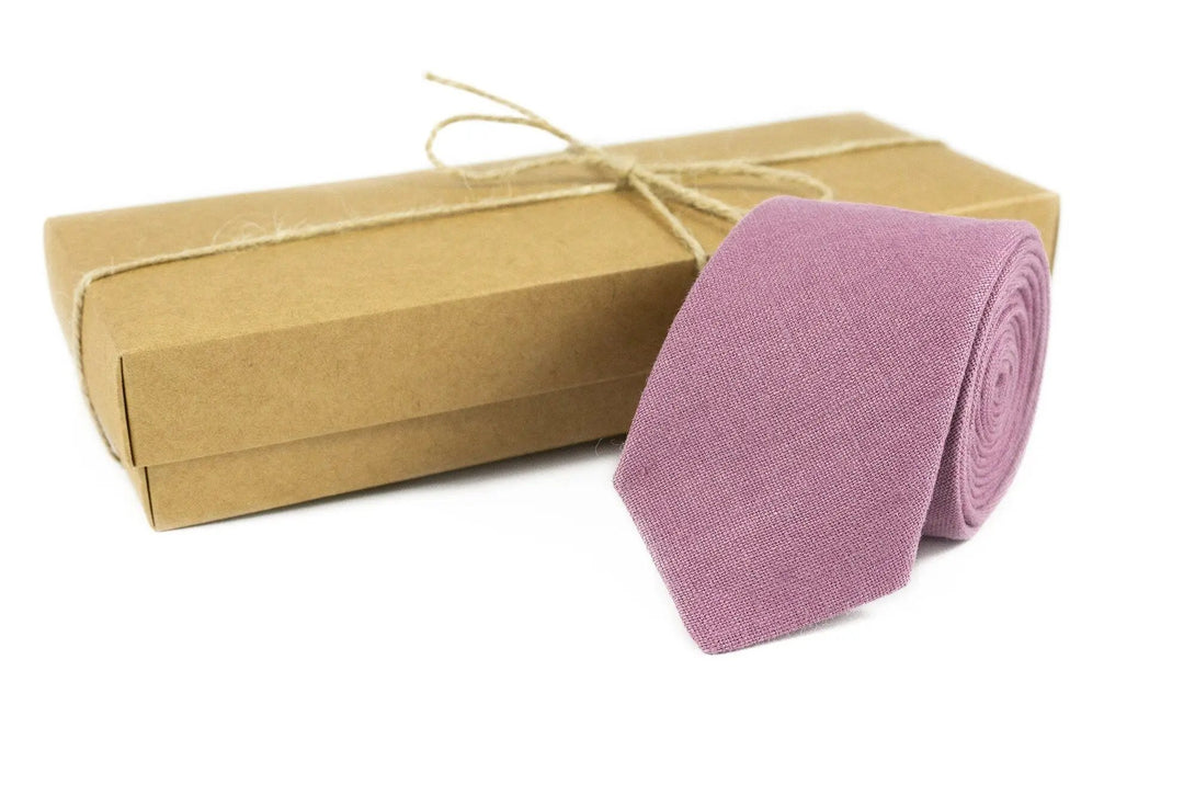 Purple color linen wedding bow ties for groomsmen and groom / Handmade necktie for man