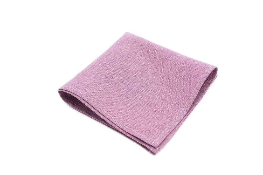 Purple color linen necktie for men / Skinny or slim necktie available with matching handkerchief