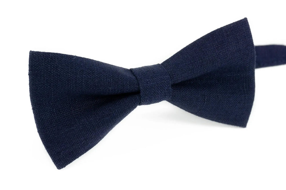 Navy Blue pre-tied classic men's bow ties available with matching pocket square / Anniversary gift for husband or boyfriend