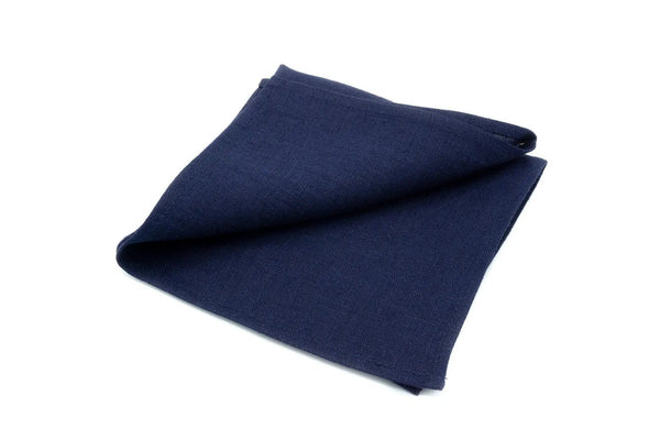 Navy Blue color linen pocket square / handkerchief available with men's skinny or slim necktie / Groomsmen ties for weddings