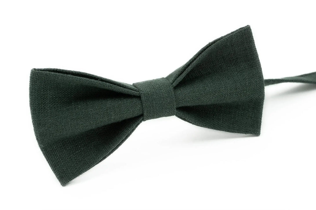 Smoke Pine pre-tied groomsmen bow ties for wedding / Dark pine skinny or slim groomsmen wedding necktie