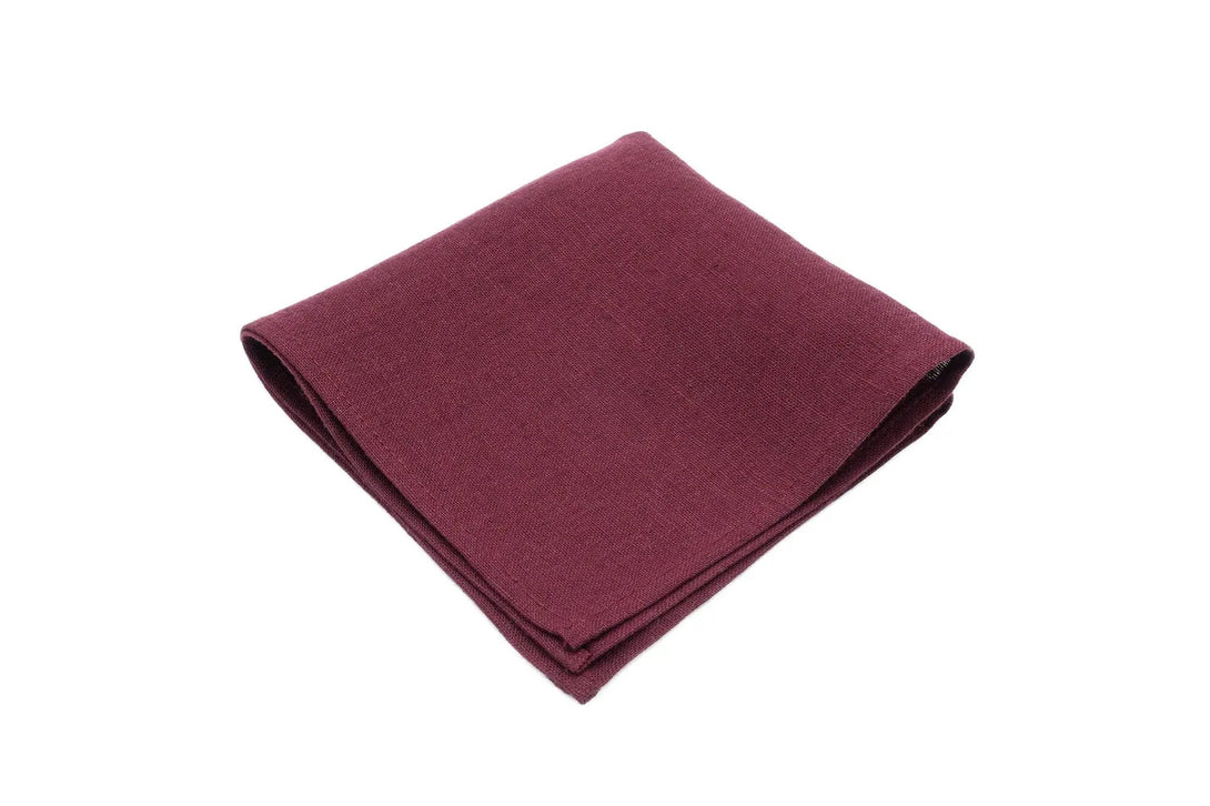 Plum color linen pocket square / handkerchief available with men's skinny or slim necktie / Groomsmen ties for weddings