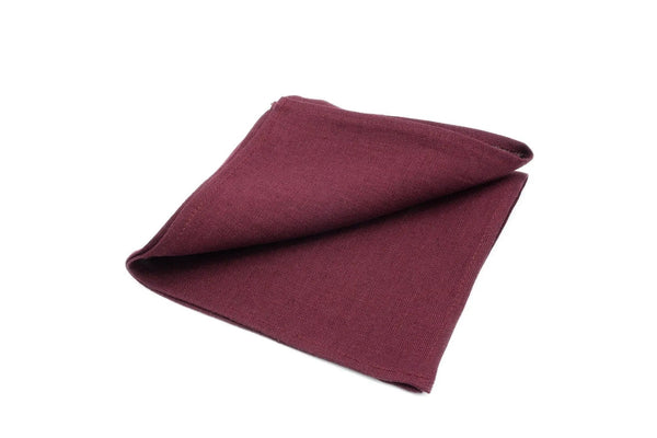 Plum color linen pocket square / handkerchief available with men's skinny or slim necktie / Groomsmen ties for weddings