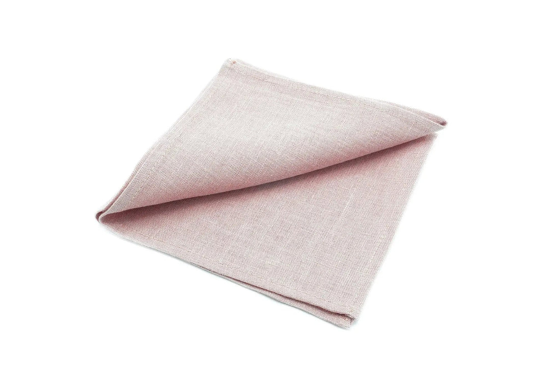 Dusty rose color linen pocket square / handkerchief available with skinny slim or standard groomsmen neckties for weddings