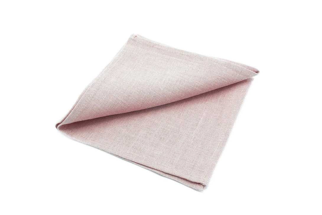 Dusty rose pre-tied linen groomsmen bow ties for weddings / Skinny or slim necktie available with matching pocket square