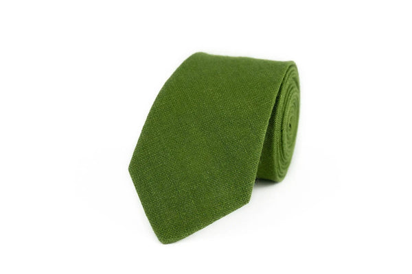 Olive green linen wedding necktie for groomsmen gift / Anniversary gift for husband or boyfriend