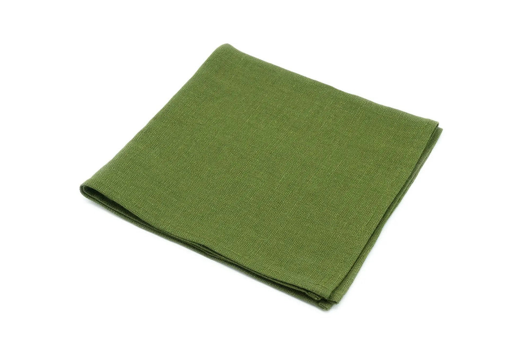 Olive green linen pocket square / handkerchief available with matching wedding necktie / Anniversary gift for husband or boyfriend