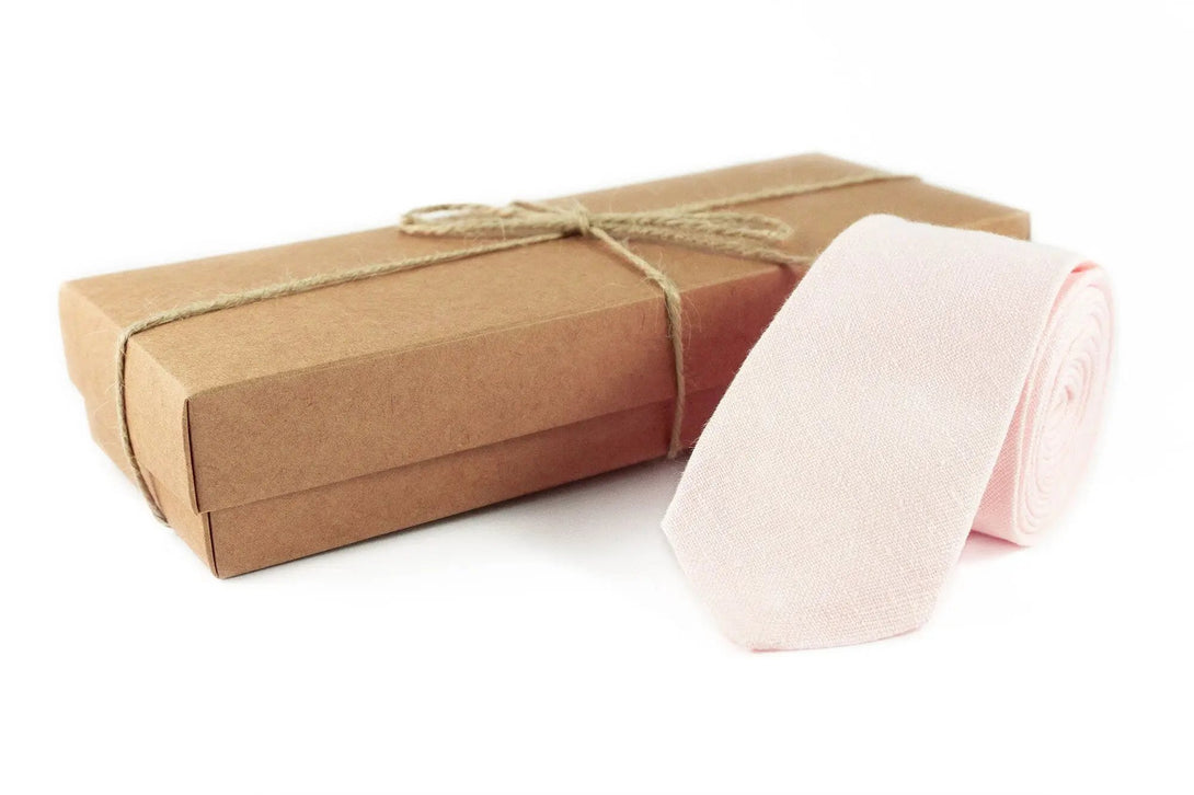 Petal pink handmade wedding tie for groomsmen / Groom pre wedding gift from bride