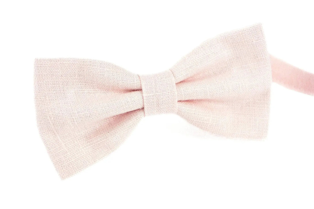 Petal pink linen butterfly wedding bow ties for groomsman proposal gift / Daddy and son bow ties for fathers day gift