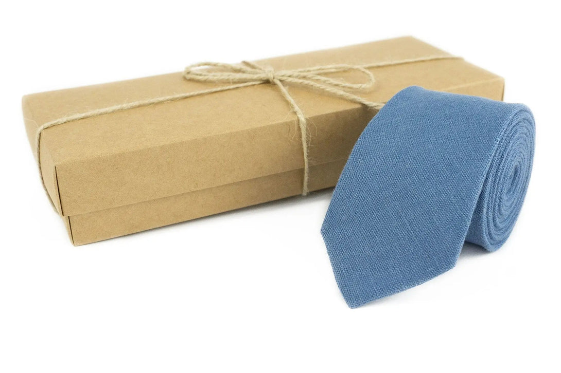 Denim Blue color pre-tied wedding bow tie for groomsmen proposal gift / Necktie for man available with matching pocket square