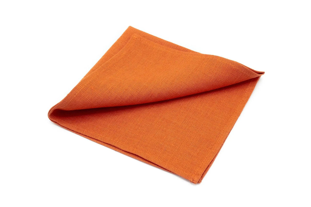 Orange color linen wedding necktie for groomsmen and groom / Gift for men