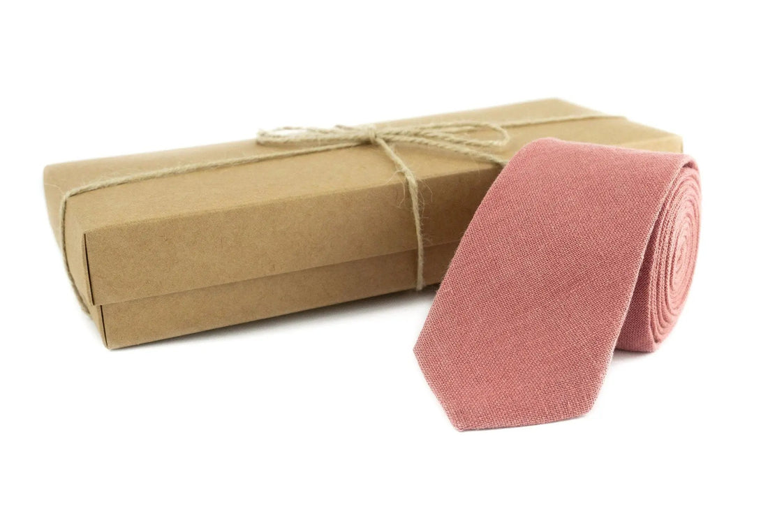 Dark dusty rose bow linen wedding bow ties for groomsman proposal gift / Unique gift for father or husband