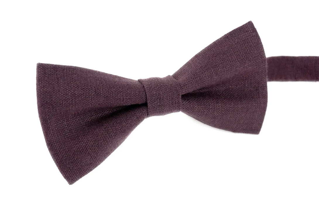 Eggplant color classic bow ties for man and baby boys / Purple skinny slim or standard necktie for groomsman gift