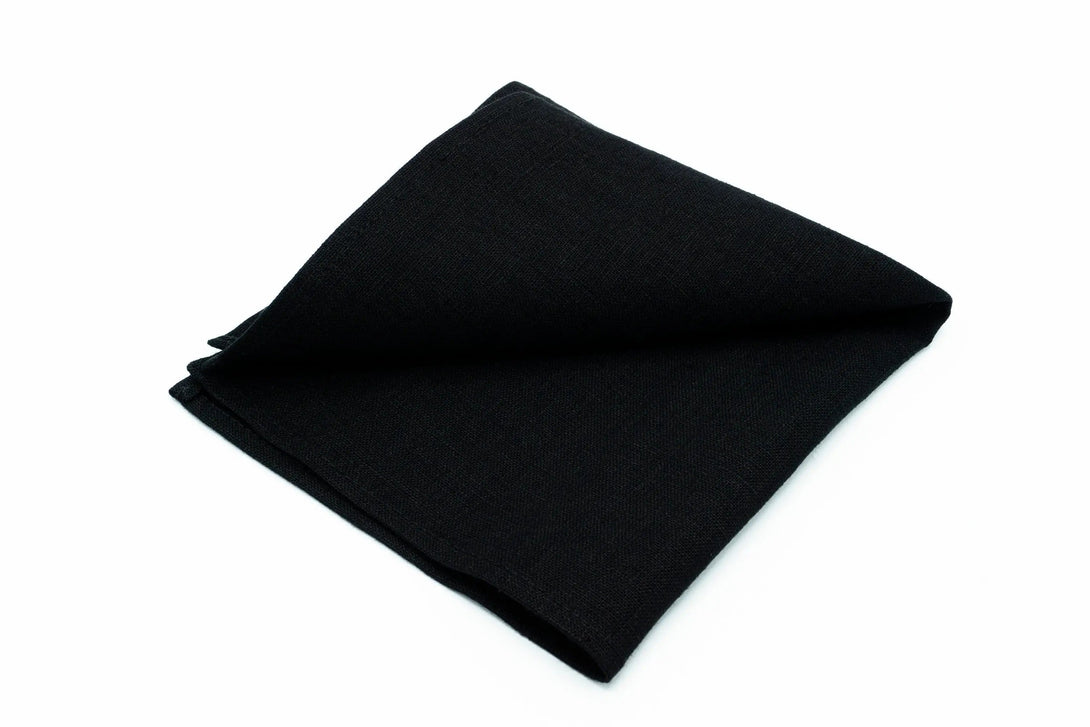 Black classic bow tie made from eco-friendly linen / Handmade skinny slim standard necktie for man