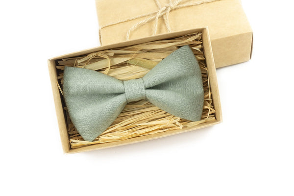 Dusty Sage Green linen groomsmen tie for wedding / Pre wedding gift for future husband or father in law