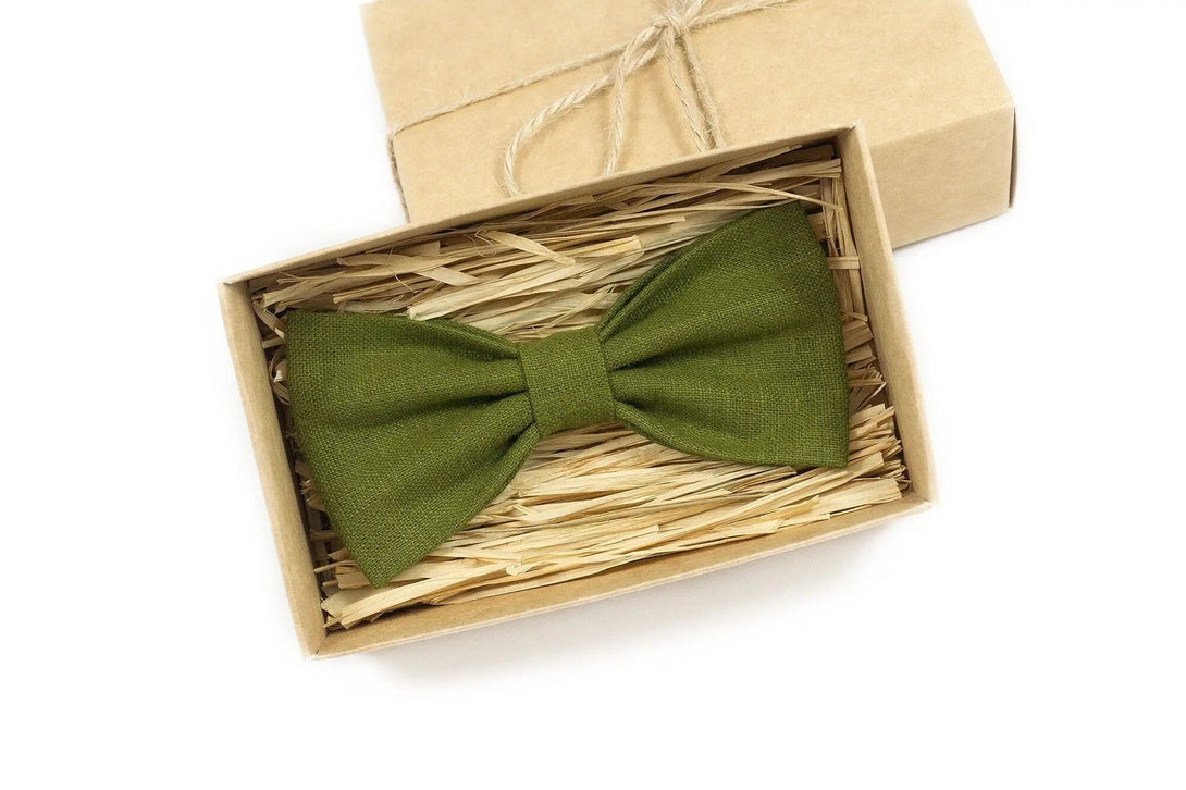 Moss green pre-tied ties for men and toddler boys / Daddy and son bow ties for fathers day gift