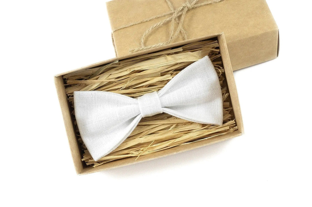 White ties for men / Handmade baby boys and kids bow ties available with matching pocket square