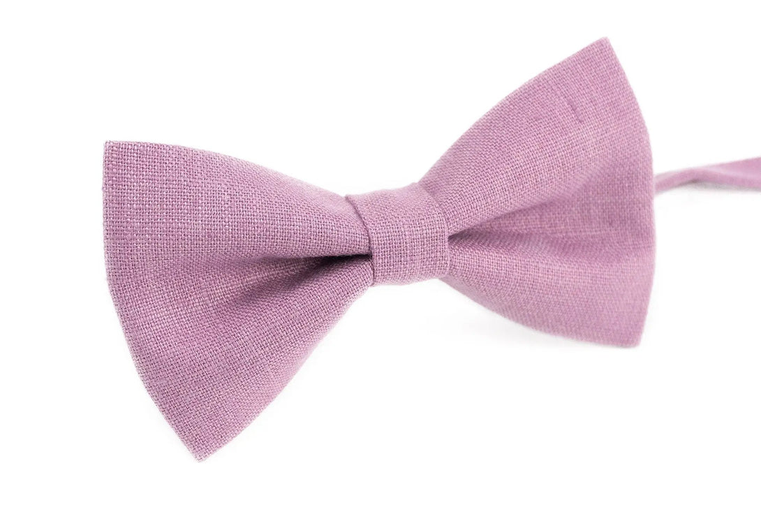 Purple color linen bow ties for men and toddler baby boys / Unique wedding tie