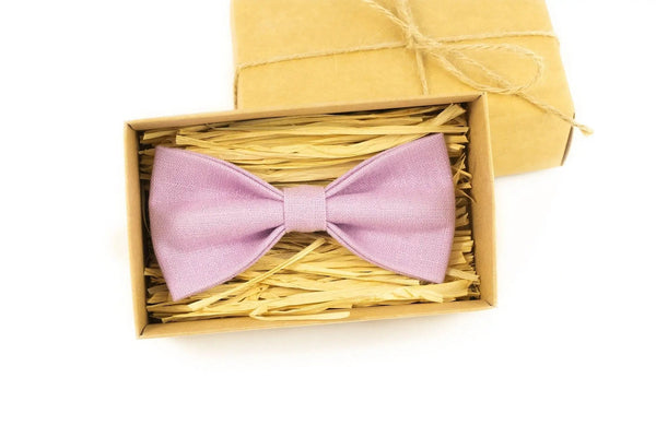 Light purple linen pre-tied ties for men / Daddy and son bow ties for fathers day gift or unique gift for men