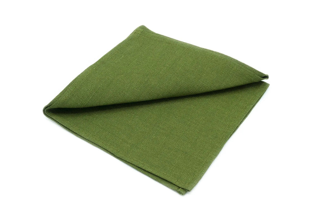 Olive green linen pre-tied bow ties for men and kids available with matching handkerchief / Handmade skinny necktie