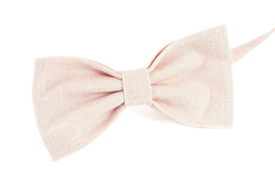 Petal pink color pre-tied best man ties available with matching handkerchief / Groomsman and ring bearer gift