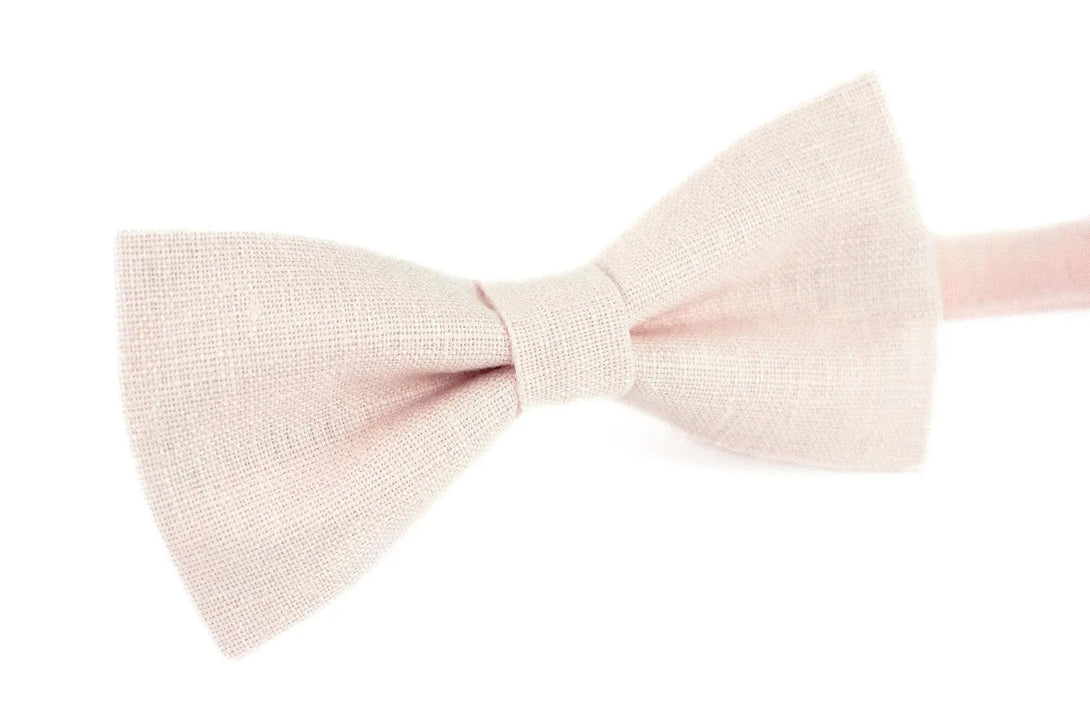 Petal pink color classic linen best man ties and ring bearer bow ties / Unique anniversary gift for husband